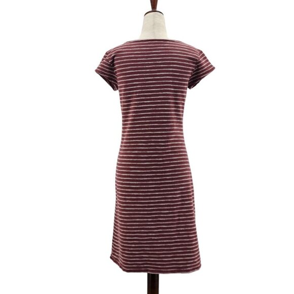 Garnet Hill Striped Maroon Gray Ribbed Knit Dress Womens XS - Picture 4 of 8